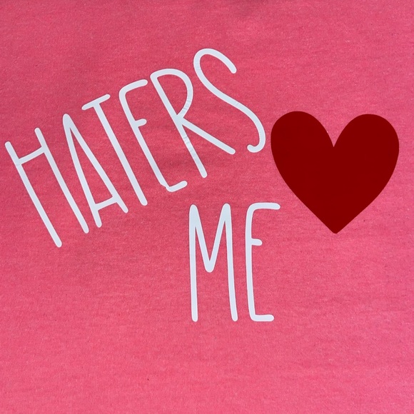 Haters ❤️ Me Mens Large T-shirt / Ladies Sleep Tee Pink New - Picture 2 of 4